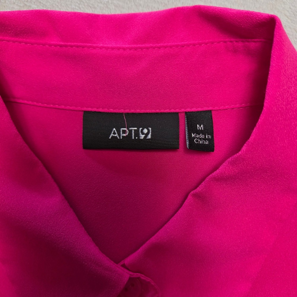 Hot Pink Long Sleeve Button Down Blouse Shirt Med Office Siren Barbiecore NEW - Picture 5 of 7